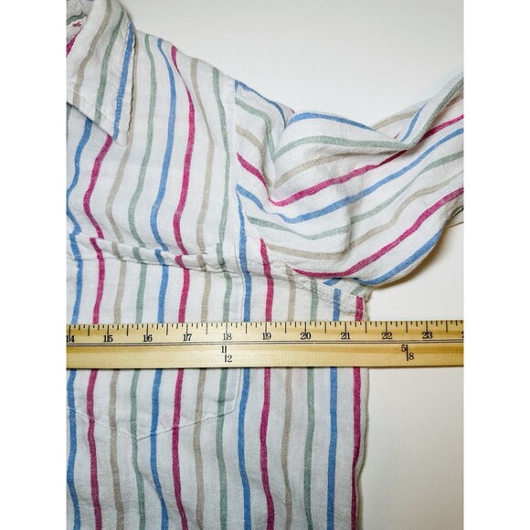 GAP Multi-Color Stripe Linen Blend Long Sleeve Button Up Shirt Top Women's LARGE - Picture 10 of 11